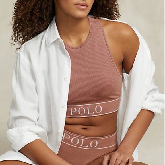 New Sold Out Polo Ralph Lauren Ribbed Cropped Jewelneck Tank Terracotta - Picture 3 of 7